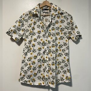 Simons Lemon Print Button-Up  Cotton Shirt - 15.5 / 39